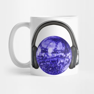 70s Indigo Disco Ball with Headphones Mug